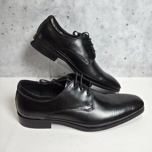 Kenneth Cole Black Leather Mens Dress Shoes Size 8.5M With Silver Technology